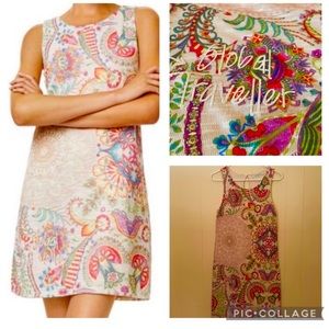 Desigual mixed print embellished knit dress